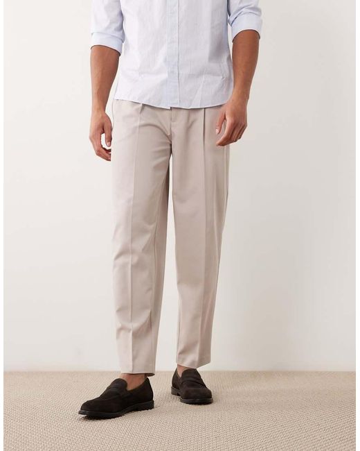 ASOS White Smart Pleated Oversized Tapered Trousers for men