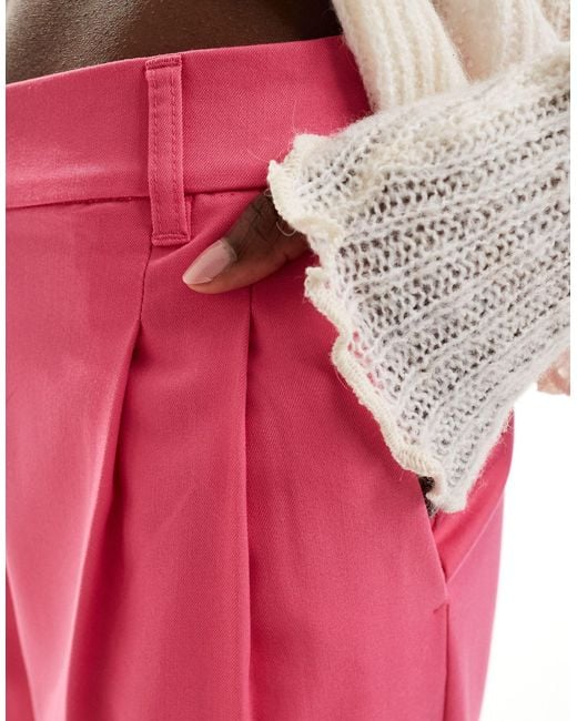 Monki Pink High Waist Tailored Trousers