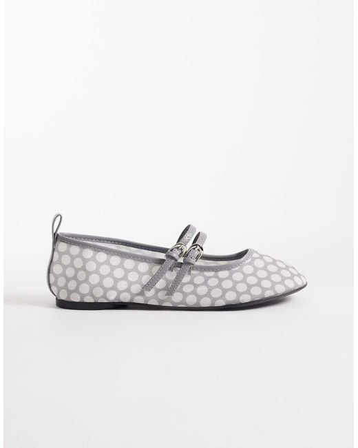 London Rebel White Mia Strappy Ruched Ballet Flats