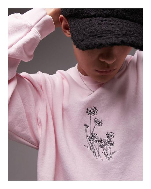 Topman – oversize-sweatshirt in Pink für Herren