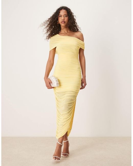 Forever New Natural – asymmetrisches, gerafftes midaxi-kleid aus netzstoff