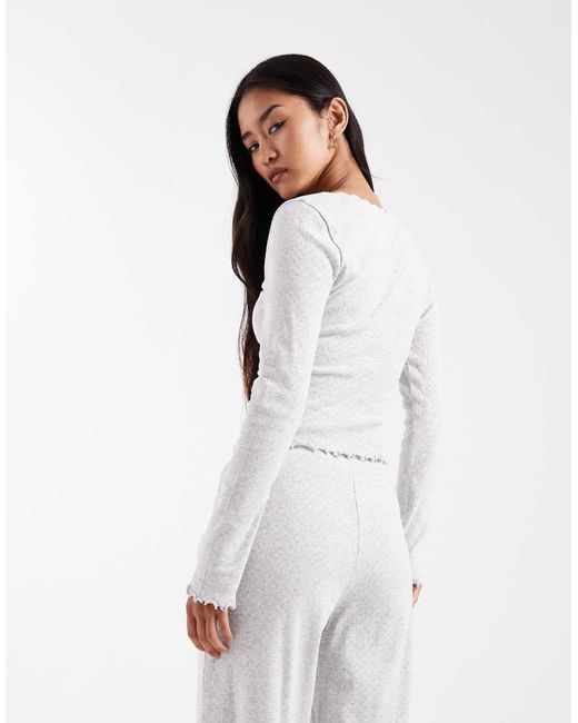 Miss Selfridge White Pointelle Square Neck Top