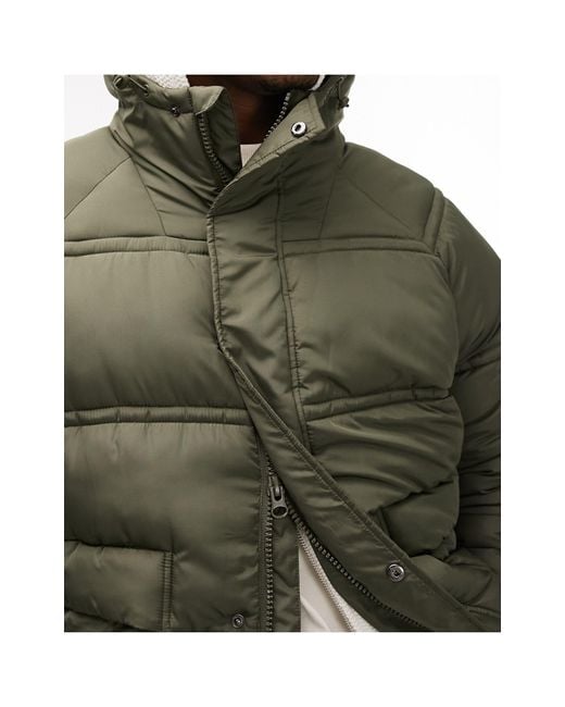 Topman Gray Long Line Puffer Coat With Fishtail for men