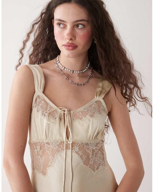 Reclaimed (vintage) Nette Mini Cami-Jurk in het Natural