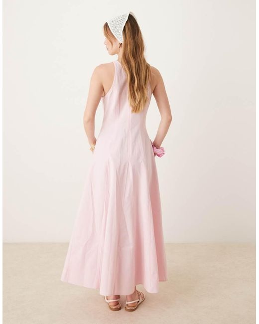 ASOS Midi Jurk Met Rechte Hals En Naden in het Pink