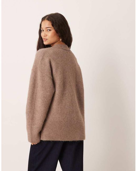 ASOS Natural Wool And Alpaca Boyfriend Cardigan