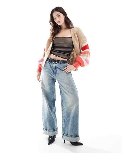 French Connection Red Monroe Stripe Sleeve Cardigan