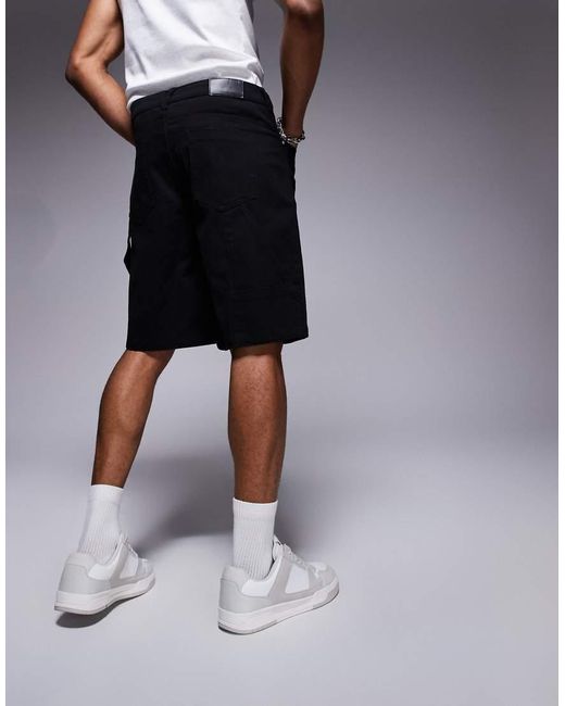Pantalones Cortos Vaqueros Negros De Estilo Carpintero De The Couture Club de hombre de color Black