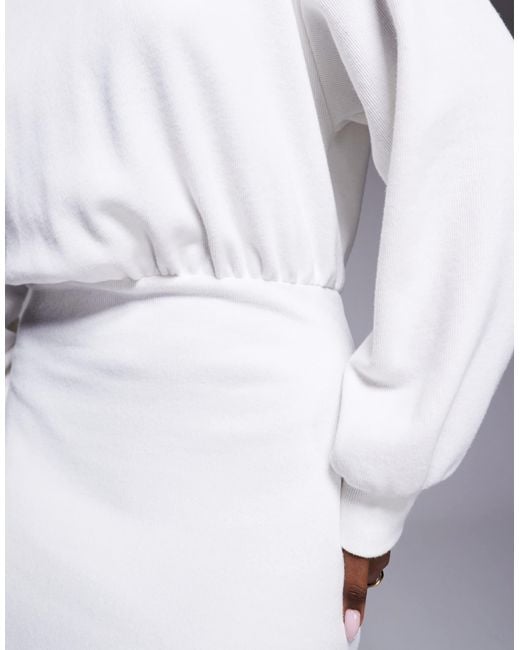 ASOS White Supersoft Cinched Waist Long Sleeve Maxi Dress