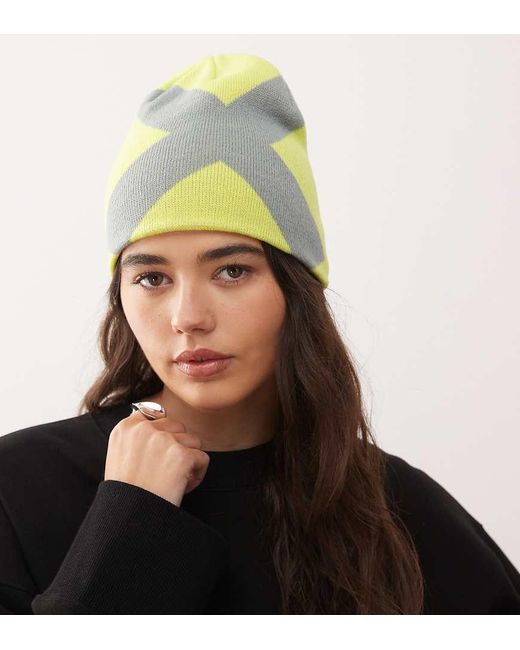 Berretto Color Lime Con X di Collusion in Black