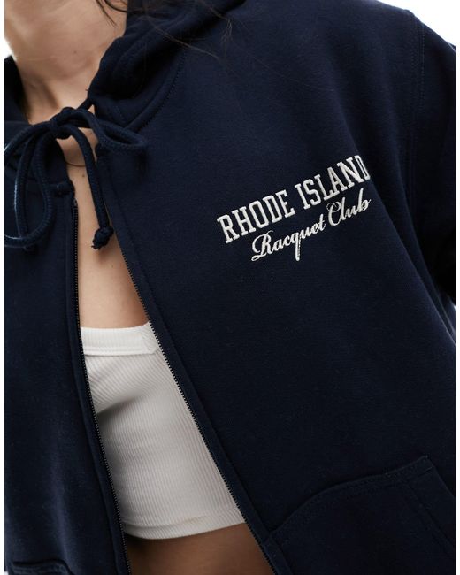 Rhode island - felpa con cappuccio e zip con logo sul retro di Hollister in Blue