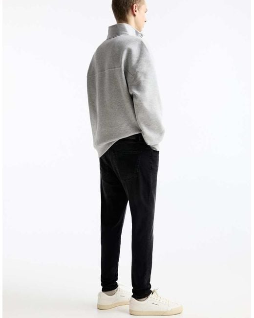 Pull&Bear Black Washed Carrot-Fit Jeans for men