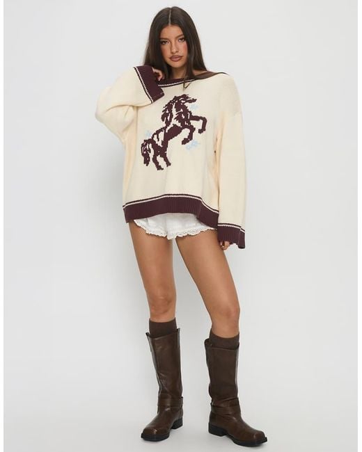 Princess Polly Black Contrast Trim Horse Graphic Sweater