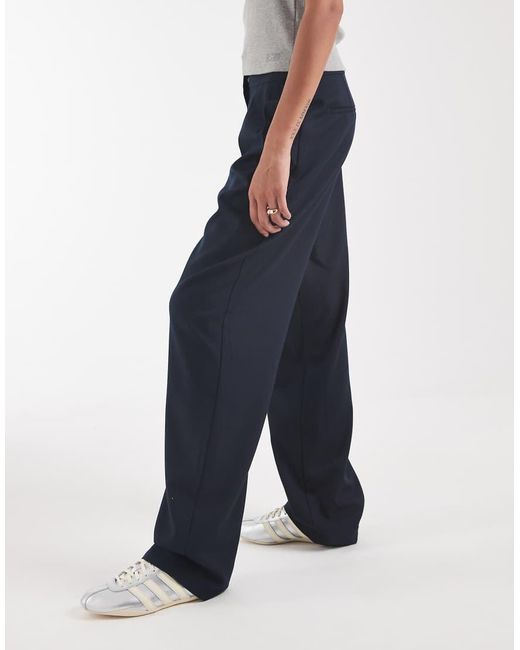 ASOS Blue Tall Tailored Deep Waistband Double Pleat Trouser
