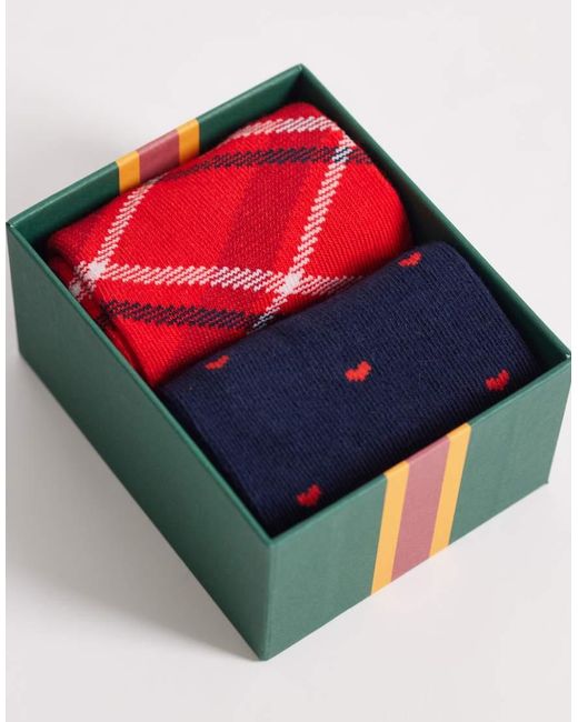 Gant Red Heart And Tartan Socks 2-Pack