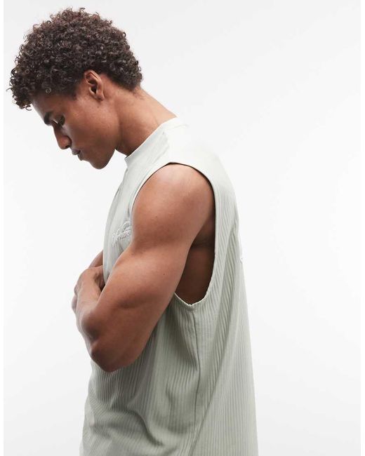 ASOS Gray Heavyweight Oversized Tank Co-Ord With Text Graphic for men