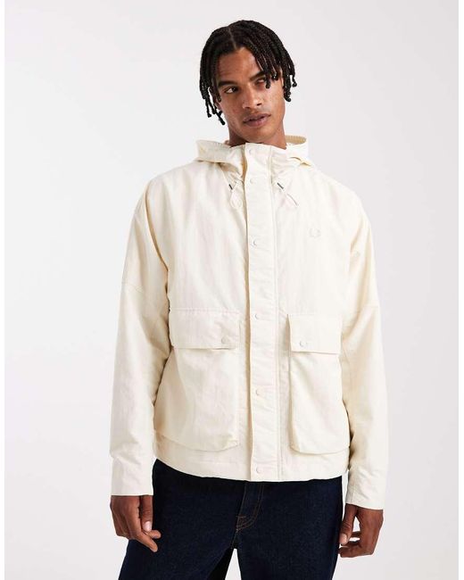 Fred Perry White Parka Jacket for men