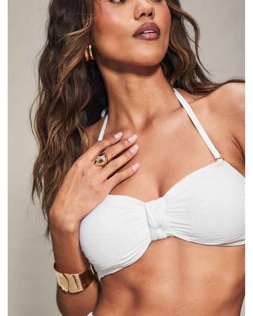 KBX White Knickerbox Bridal Crinkle Texture Non-Wired Bikini Top