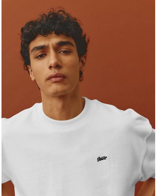 Pull&Bear Brown Short Sleeve Logo Heavyweight T-shirt for men