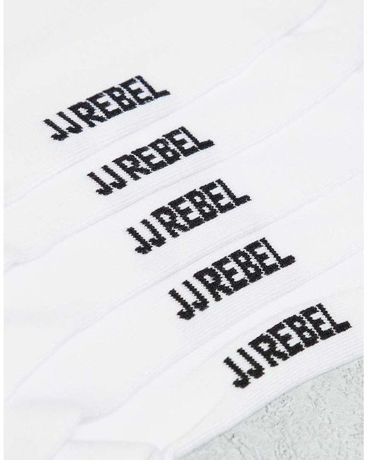 JJ Rebel White 5 Pack Trainer Socks for men