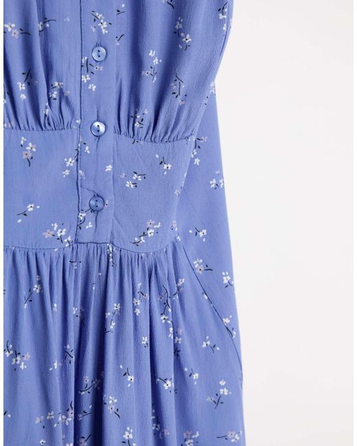 Y.a.s - robe chemise courte à imprimé floral et manches kimono - bleu Y.A.S en coloris Blue