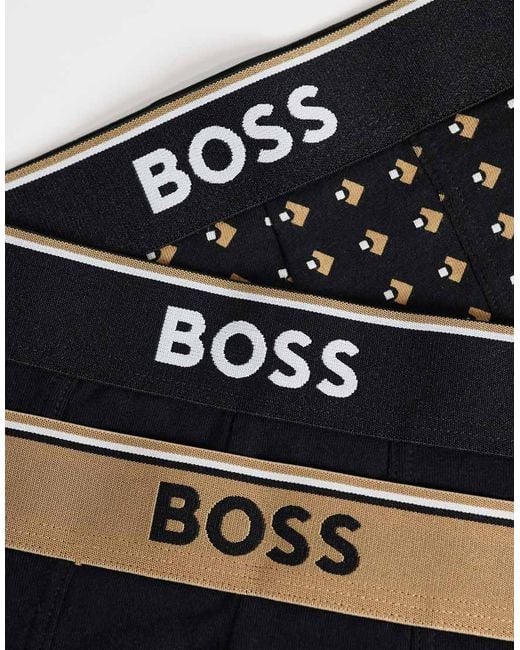 Boss Blue Power 3 Pack Logo Waistband Trunks for men