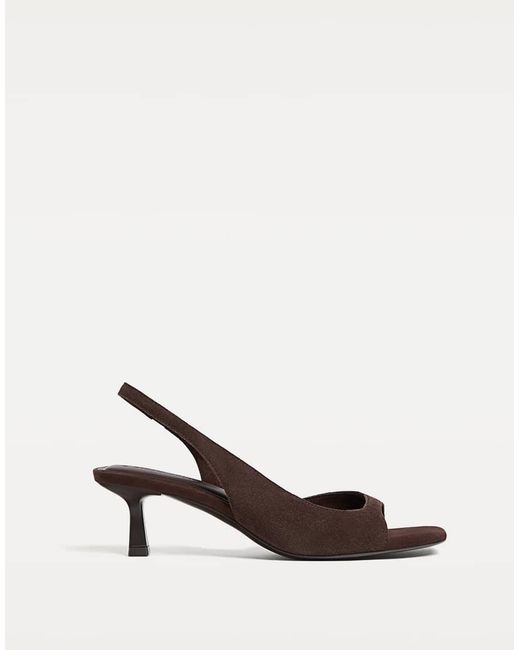 Stradivarius Leren Sandalen Met Hak in het Brown