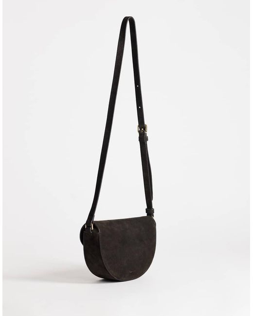 Gant White Real Suede Leather Half Moon Shoulder Bag