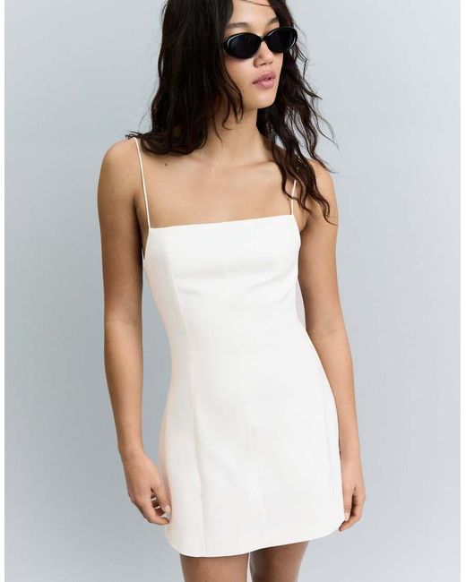 Bershka White Mini Dress With Bow Back