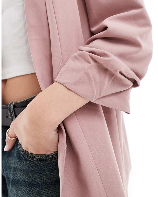 Pieces Pink Ruched Sleeve Blazer