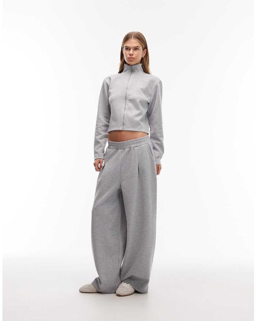 ASOS Gray Interlock Co-ord Zip Through High Neck Sweatshirt