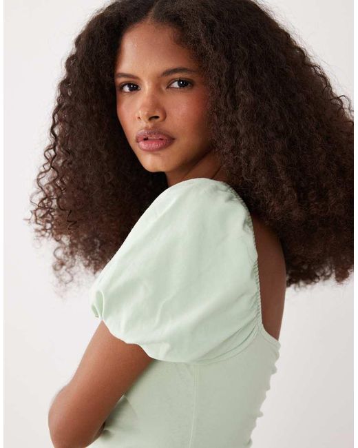 ASOS Green Ruched Front Midi Tea Dress