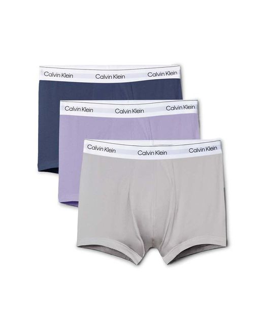 Pack De 3 Calzoncillos Reforzados De Color Lila, Gris Y Azul Marino Icon Cotton Stretch De Calvin Klein de hombre de color Blue