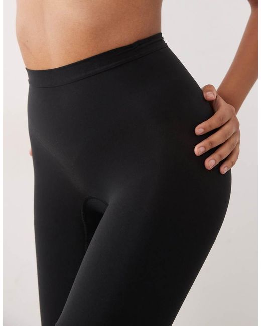 Spanx Black Sculpt Seamless High-waisted Mid-thigh Power Short With Non Slip Waistband