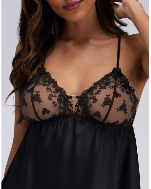 Boux Avenue Black Vixen Satin Short Cami Set Pyjama Top And Shorts Nightwear