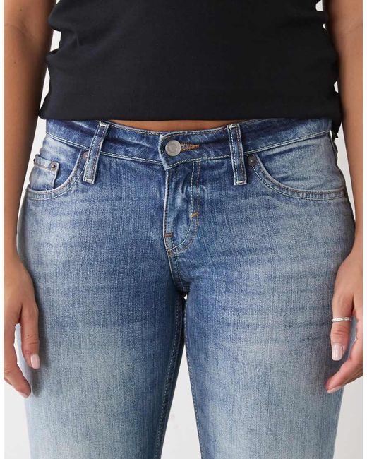 Weekday Blue Nova Low Waist Slim Bootcut Flare Jeans