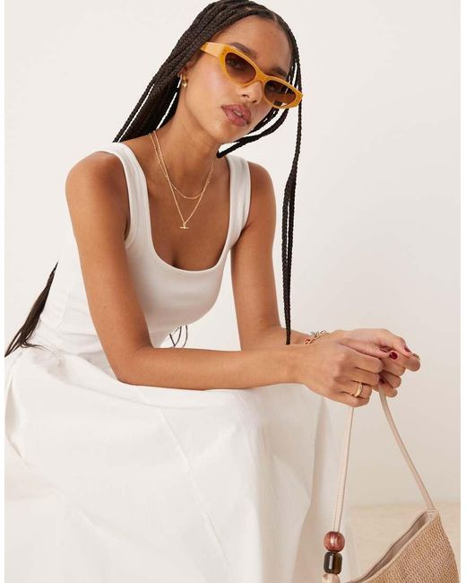 Vestido Midi Con Cuello Cuadrado Colorado De Nobody's Child de color Natural