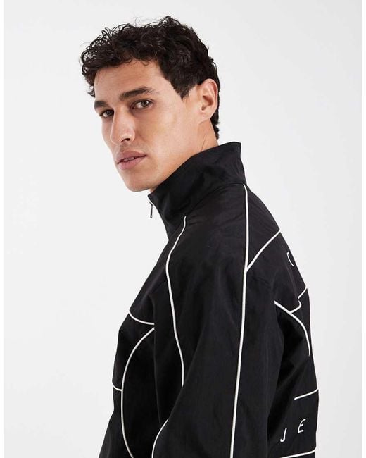 Tommy Hilfiger Black Piping Detail Chest Flag Logo Track Jacket for men