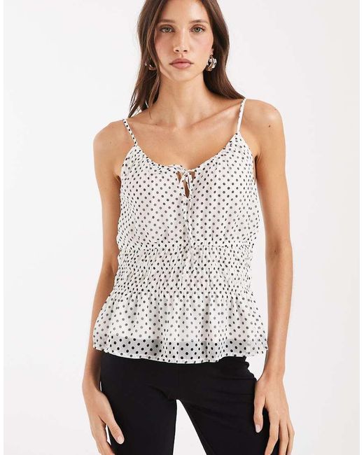 Vero Moda White Smilla Chiffon Cami Top With Elasticated Waist