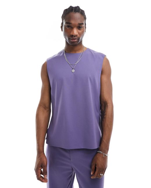 ASOS Purple Sleeveless Woven Top for men