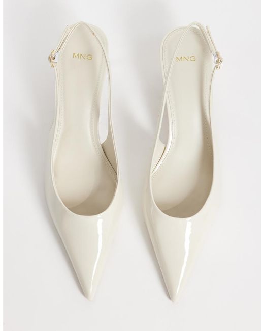 Mango White Heeled Sligback Court Shoe