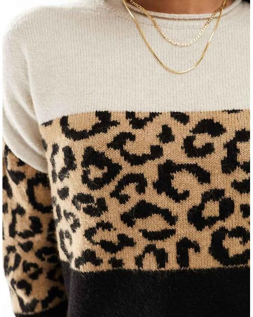 ONLY Black Animal Print Colour Block Jumper