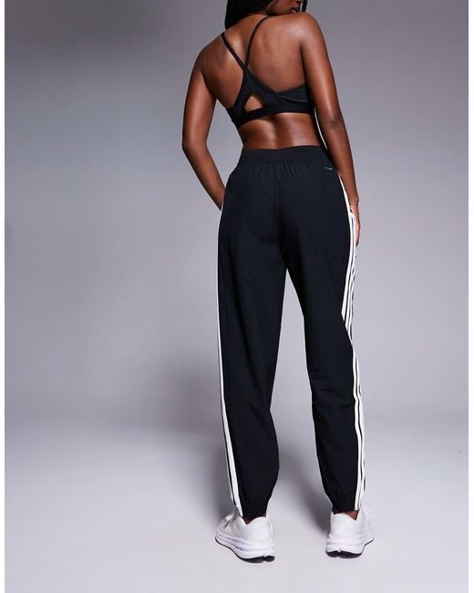 Adidas Originals Black Adidas Training 3 Stripe Woven joggers