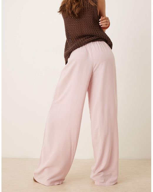 Pantalon à enfiler en lin mélangé - poudré ASOS en coloris Pink