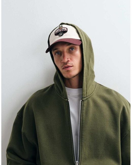 ASOS Green Premium Heavyweight Oversized Washed Zip Up Hoodie for men