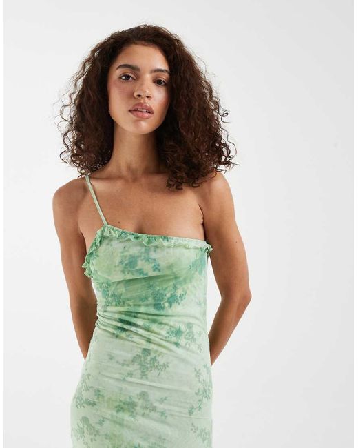 Motel Green Mumum Oone Shoulder Aysmetric Floaty Floral Midaxi Dress