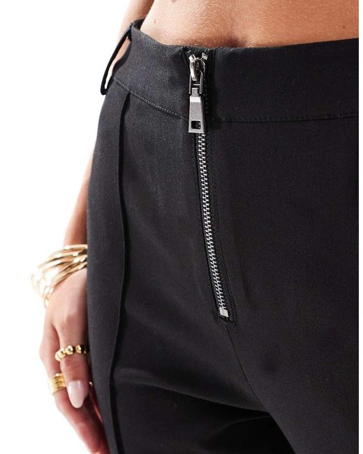 Pantalones De Sastre Negros De Pernera Slim Con Cremallera Delantera De Asos Design Petite ASOS de color Black