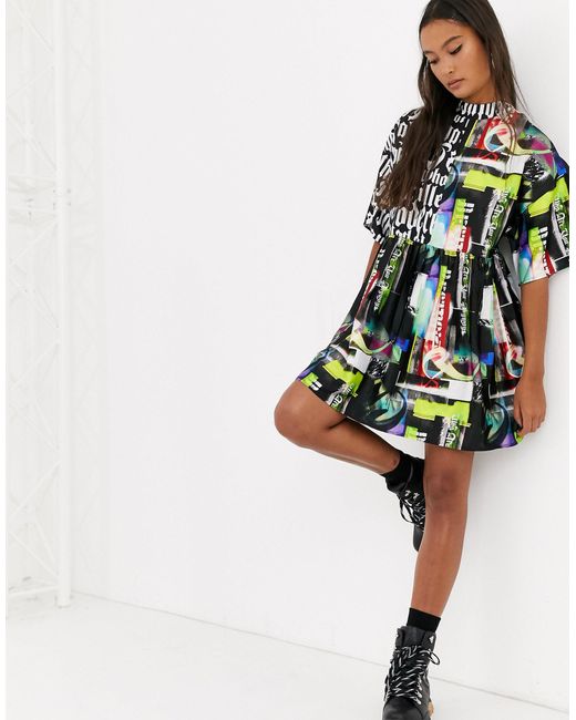 collusion check print smock dress