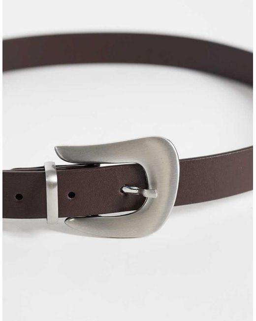 ASOS Gray Waist And Hip Belt With Abstract Buckle