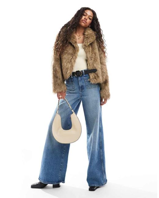 Brave Soul Blue Faux Fur Short Jacket